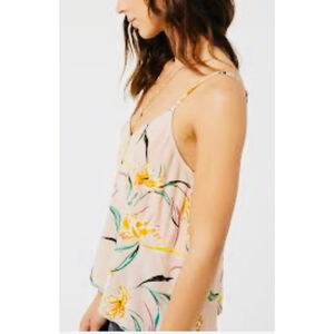 O'Neill Floral Print Cami Top Button Front Sleeveless Casual‎ Blouse Size S